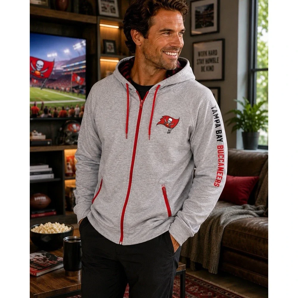 Tampa Bay Buccaneers Zubaz Hoodie Men's XL Gray Full Zip NFL Bucs